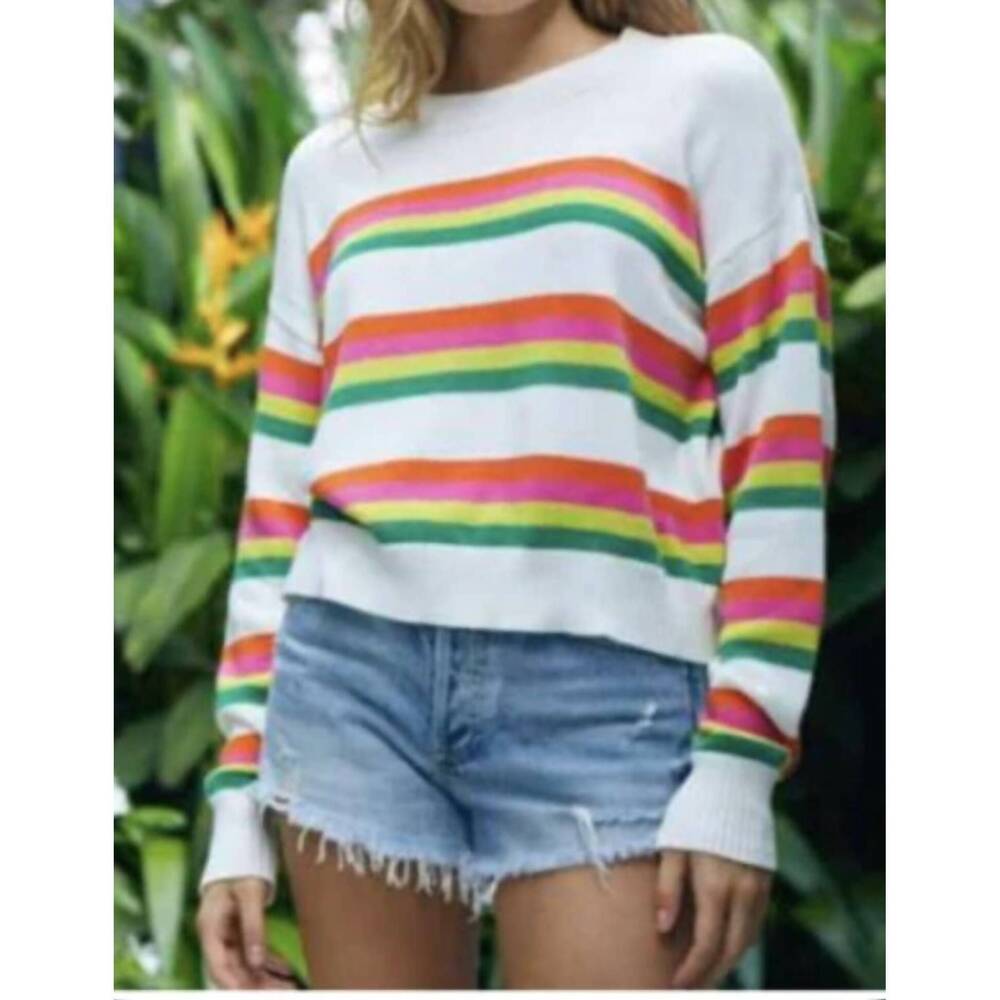 NEW JS71 capri long sleeve sweater in multi stripe